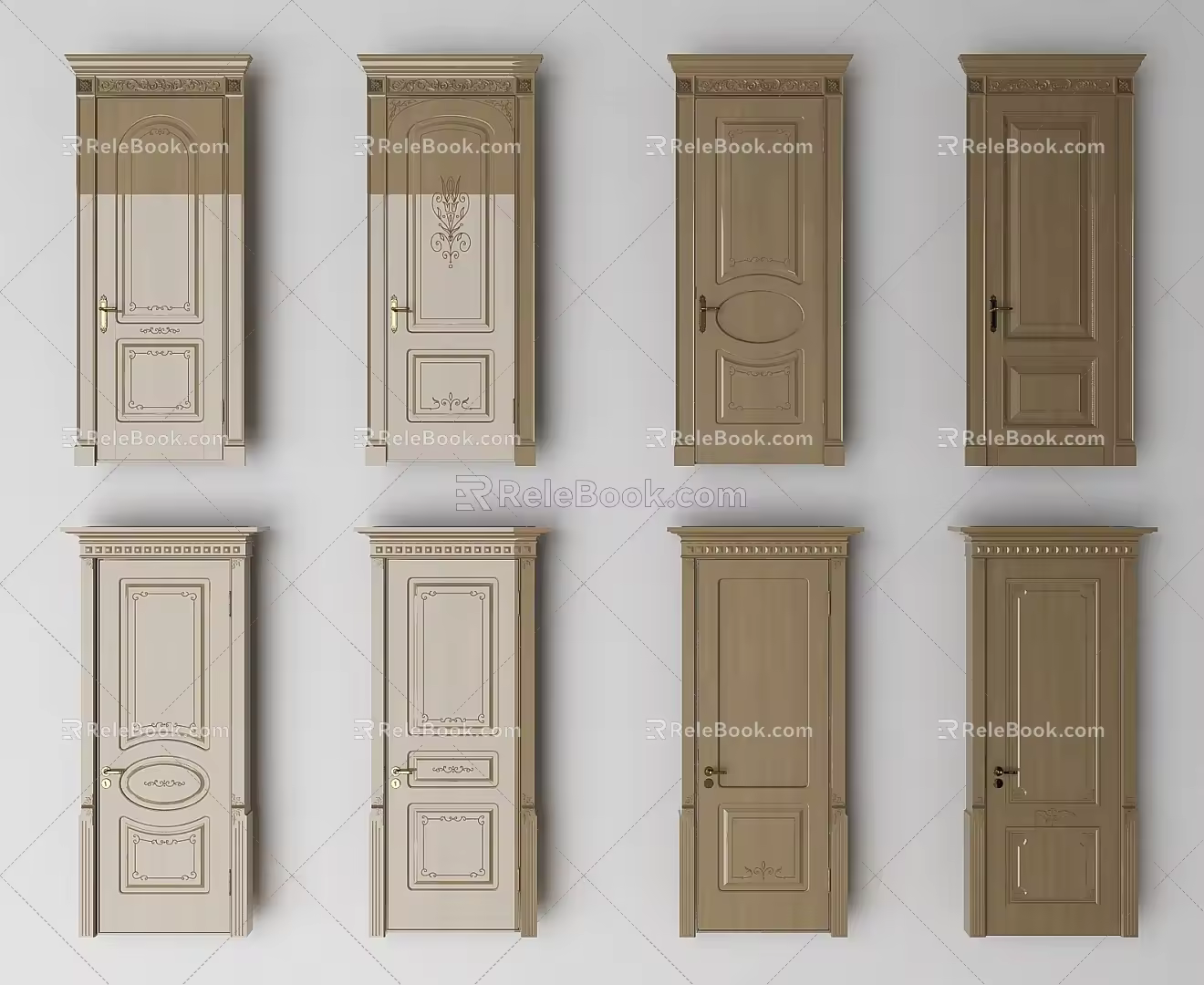 European style simple door 3d model