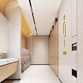 Public Restroom Interior Design With Modern Stalls Sinks Mirrors And Lighting