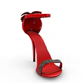 Elegant Red High Heel Sandals With Ankle Strap And Rhinestone Decoration