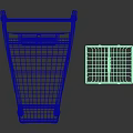 Commercial Shopping Cart With Green Handles Metal Frame And Small Basket