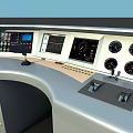 Industrial Control Console With Multiple Screens Control Buttons And Cabinets 3d model
