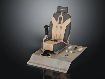Ergonomic Industrial Seat Furniture With Control Lever Safety Belt And Sturdy Metal Base 3d model