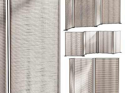 Modern Room Divider With Metal Mesh Texture And Foldable Panel Design 3d model