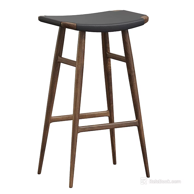 Modern Wooden Bar Stool With Sleek High Legged Design And Sturdy Frame Structure 3d model 