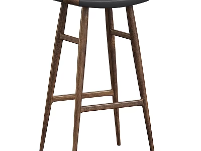 Modern Wooden Bar Stool With Sleek High Legged Design And Sturdy Frame Structure 3d model