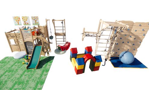 Modern Amusement Facilities Children's Rock Climbing Slide Amusement Equipment Facilities Bed and Bed 3d model