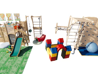 Modern Amusement Facilities Children's Rock Climbing Slide Amusement Equipment Facilities Bed and Bed 3d model