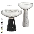 Elegant Modern Table Lamp With Colorful Transparent Pink Yellow Glass Shades And Marble Base