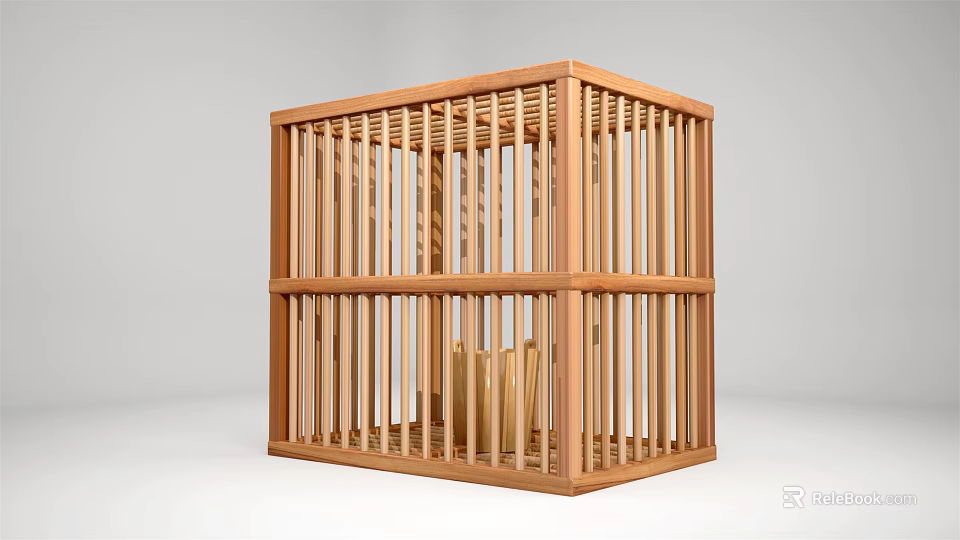 Wooden Decorative Ornament Display Set With Lattice Design And Square Structure 3d model 