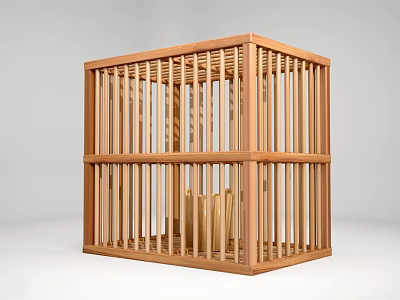Wooden Decorative Ornament Display Set With Lattice Design And Square Structure 3d model