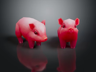 Cute Pink Piglet Stuffed Toys As Adorable Decorative Animal Figures 3d model