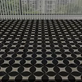 Black and White Floor Tiles with Circular Geometric Pattern Design 3d model
