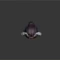 Cartoon Game Character With Purple Hair Red Bandana White Beard Orange Vest And Brown Boots