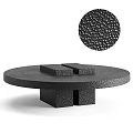 Modern Round Coffee Table With Leather Texture And Sturdy Base Design 3d model