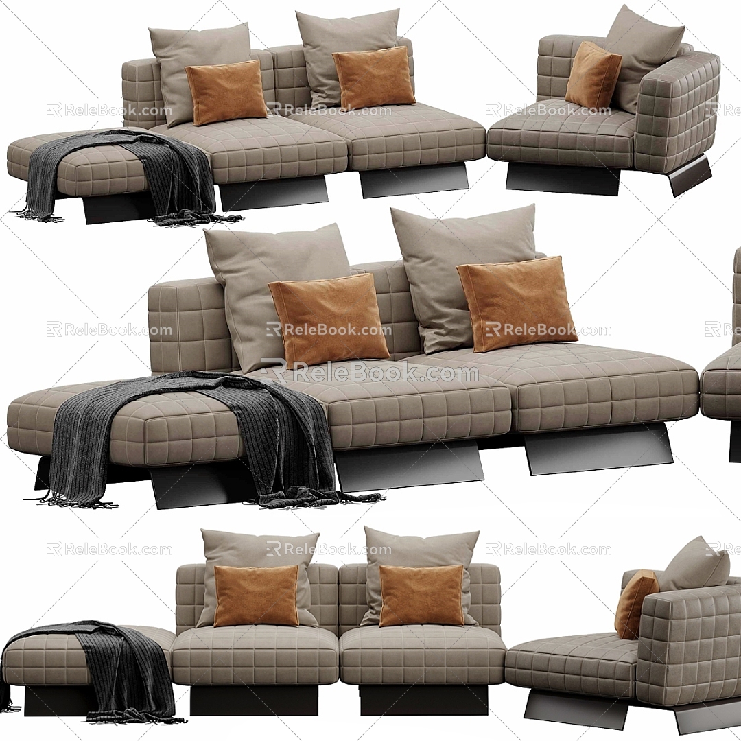 Minotti leather multiplayer sofa 3d model