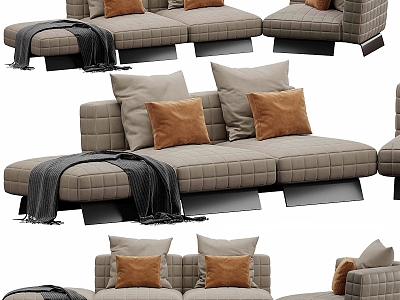 Minotti leather multiplayer sofa 3d model