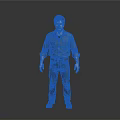 Man 3D Model in Brown Shirt and Pants with Belt Boots and Gray Background