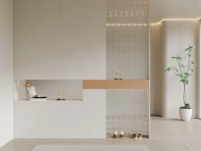 modern shoe cabinet cream porch partition wardrobe 3d model