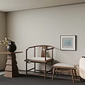 New Chinese Style Middle Ancient Style Leisure Chair Circle Chair Low Stool Table Lamp 3d model