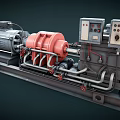 Heavy Duty Industrial Machinery Featuring Motor Red Rotating Component Control Panels And Pipes