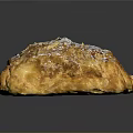 Golden Flaky Puff Pastry With Almond Slices And Powdered Sugar On Square Shape
