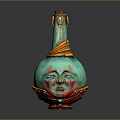 Vibrant Sculpture Carving With Vase Shape Face Design And Top Ornament