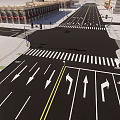 Urban Road Facilities at Intersection With Crosswalks Lane Arrows And Bicycle Lane