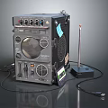 Vintage Audio Speaker With Control Knobs Buttons Antenna And Connected Cables 3d model