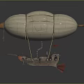 Vintage Styled Water Vehicle With Airship Balloon Bird Beak Front Propeller And Hull