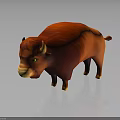Vibrant 3D Cartoon Bull Character With Red Fur Yellow Horns And Green Eyes