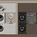 Modern Balcony Cabinet with Washing Machine Dryer Sink and Storage Space
