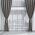 Dark Colored Velvet Curtains With Sheer Layer And Tassel For Window Decoration