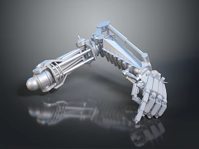 Robotic Arm With Articulated Joints And Metal Mechanical Hand Structure 3d model