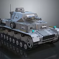 Silver Gray Tank with Tracks Turret Cannon Green Lights and 3D Rendering Design