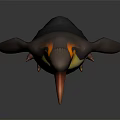 Penguin With Yellow Neck Orange Beak And Black White Body Standing On Dark Surface