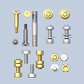 Various Types of Metal Fasteners with Bolts Nuts Washers and Screws