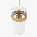 Modern Transparent Glass Pendant Light With Gold Ring And Filament Bulb
