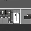 Modern Kitchen Interior Featuring Stylish Wine Cabinet With Glass Door And Wine Storage