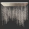 Stunning Modern Crystal Chandelier With Hanging Beaded Strands And Sparkling Design