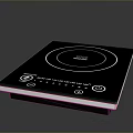 Smooth Black Induction Cooktop with Control Buttons and Circular Heating Zone for Kitchen Use 3d model