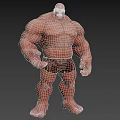 Muscular Man 3D Model with Well Built Physique Standing on Green Background 3d model