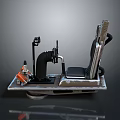 Metal Frame Driving Seat Setup With Steering Wheel Pedals And Mechanical Components On Platform