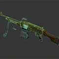 Military Light Machine Gun With Wooden Stock Green Body And Tripod Design
