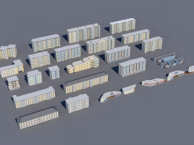 Modern Office Buildings With Various Multi Story Designs And Unique Architectural Styles 3d model