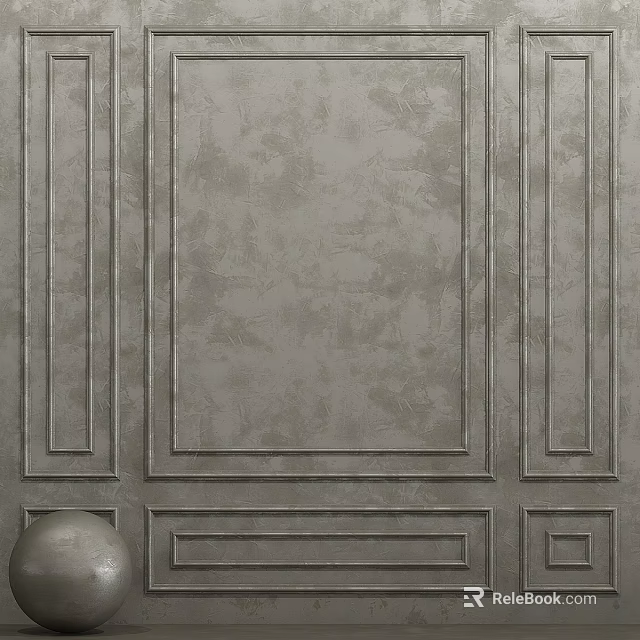 Gray Textured Wall Decorative Panels With Vertical Strips And Rectangular Patterns 3d model 