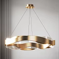 Modern Elegant Golden White Wave Shaped Chandelier Hanging In Interior Space