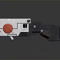 Futuristic Mechanical Weapon With White Black Body And Red Circular Component