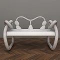 Unique Public Chair With Black And White Striped Curved Arms And White Seat
