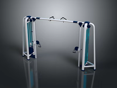 Sturdy Steel Fitness Equipment With Vertical Posts Horizontal Bar And Stable Base 3d model