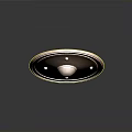 Copper Round Shield With Decorative Relief Rivets And Shiny Surface On Dark Background